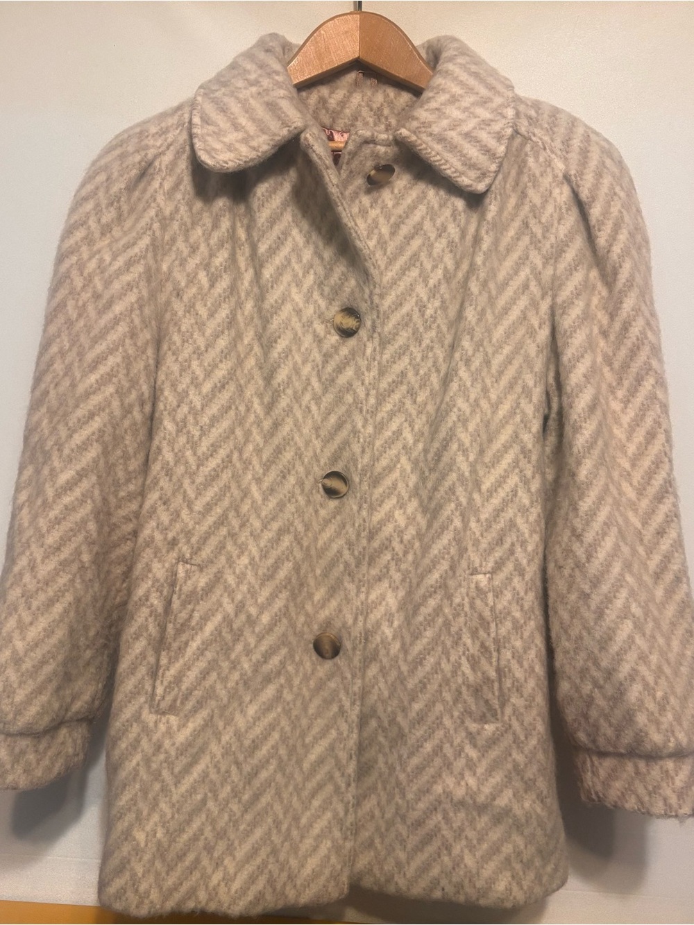 Vintage Womens Canadian Sportswear Herringbone Wool-Blend Coat